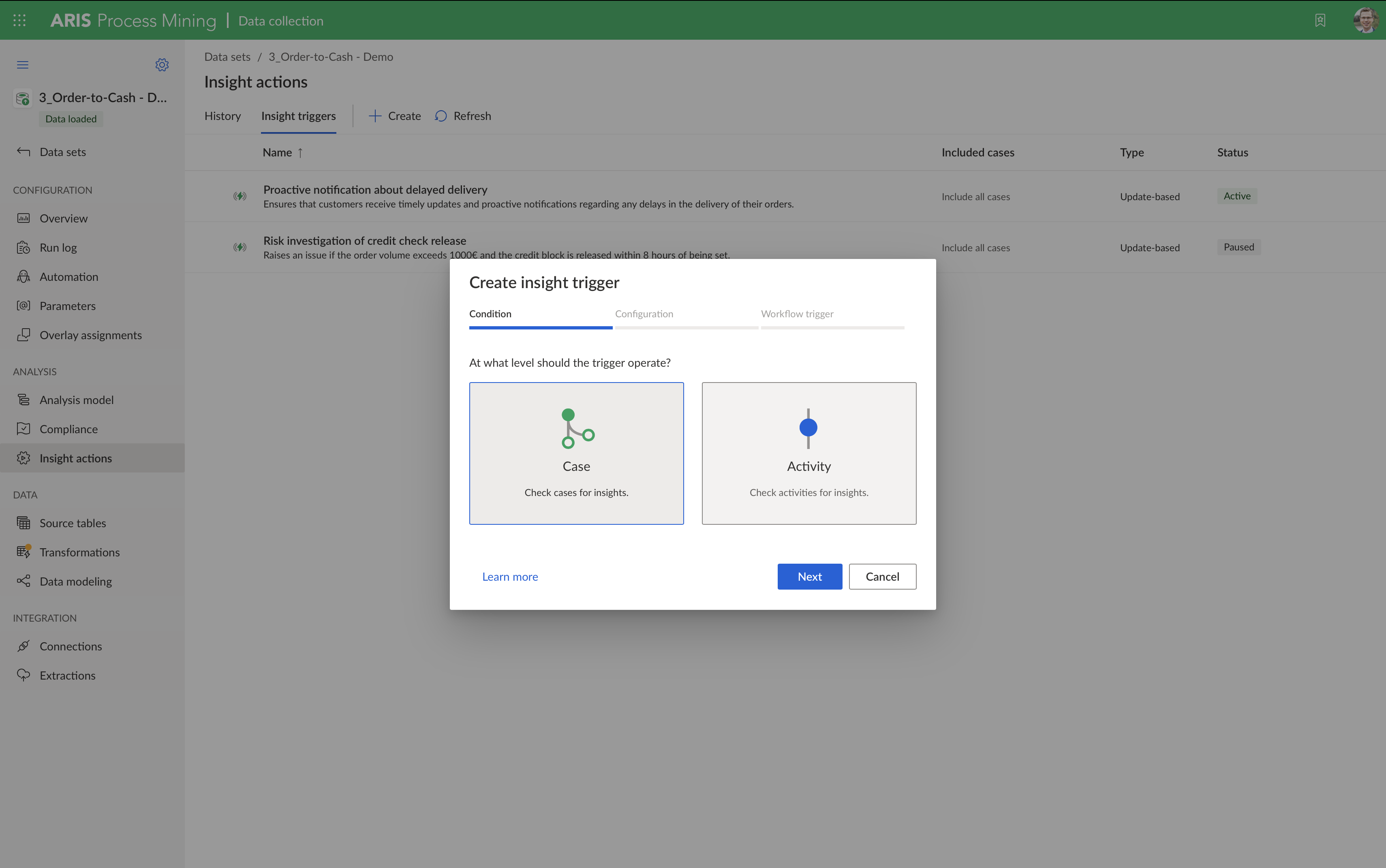 ARIS Process Mining Enterprise: Trigger actions in any application